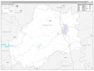 Anderson County, KY Classic style ZIP Code wall map