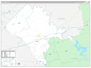 Bath County, KY Classic style ZIP Code wall map