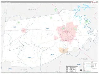 Boyle County, KY Classic style ZIP Code wall map
