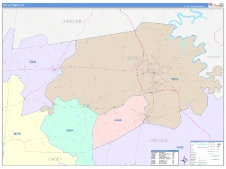 Boyle County, KY ColorCast style ZIP Code wall map