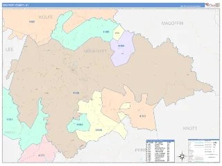 Breathitt County, KY ColorCast style ZIP Code wall map