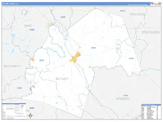 Butler County, KY Business Reference style ZIP Code wall map