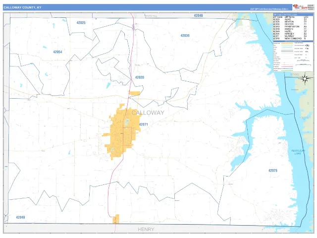 Calloway County, KY ZIP Code Wall Map, Business Reference style