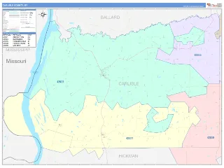 Carlisle County, KY ColorCast style ZIP Code wall map