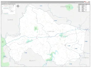 Carter County, KY Classic style ZIP Code wall map
