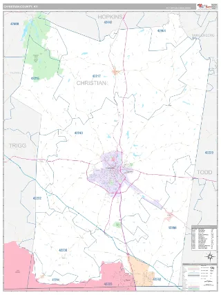 Christian County, KY Classic style ZIP Code wall map