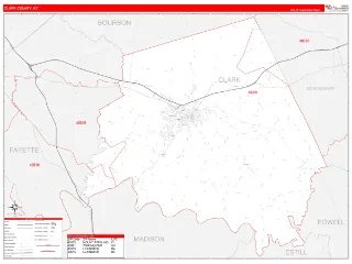 Clark County, KY RedLine style ZIP Code wall map
