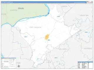 Crittenden County, KY Business Reference style ZIP Code wall map