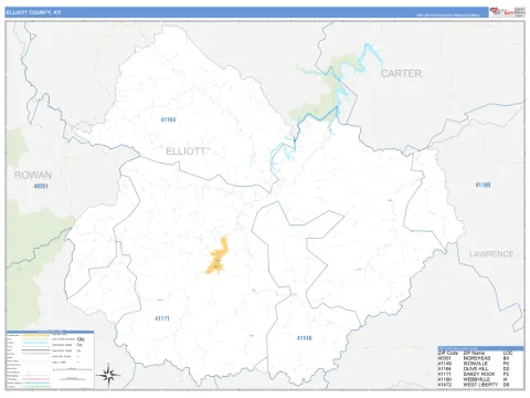 Elliott County, KY map
