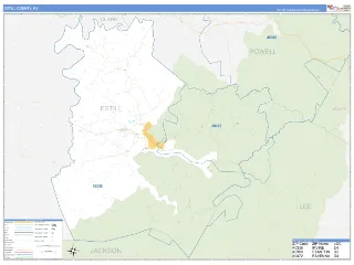 Estill County, KY Business Reference style ZIP Code wall map