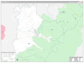 Estill County, KY Classic style ZIP Code wall map