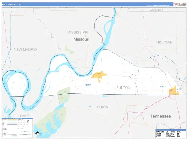 Fulton County, KY ZIP Code Wall Map, Business Reference style