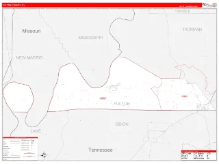 Fulton County, KY RedLine style ZIP Code wall map