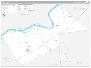 Gallatin County, KY Classic style ZIP Code wall map