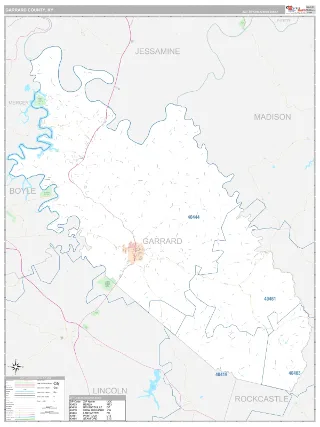 Garrard County, KY Classic style ZIP Code wall map