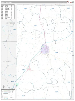 Graves County, KY Classic style ZIP Code wall map
