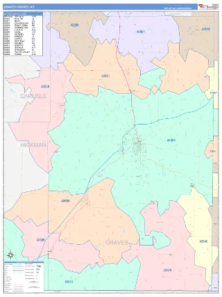 Graves County, KY ColorCast style ZIP Code wall map