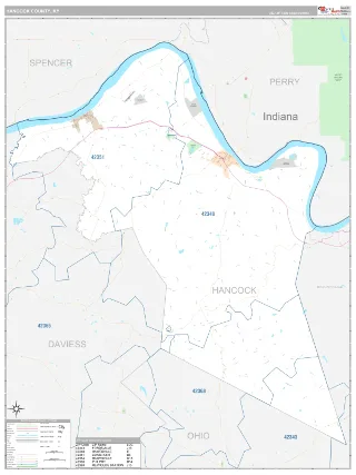 Hancock County, KY Classic style ZIP Code wall map
