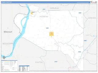 Hickman County, KY Business Reference style ZIP Code wall map