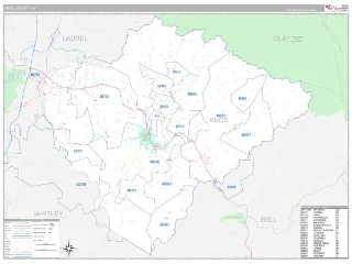 Knox County, KY Classic style ZIP Code wall map