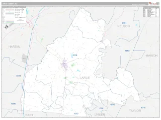 Larue County, KY Classic style ZIP Code wall map