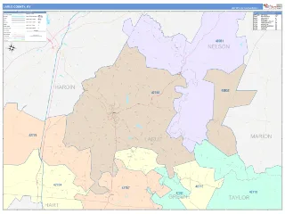 Larue County, KY ColorCast style ZIP Code wall map