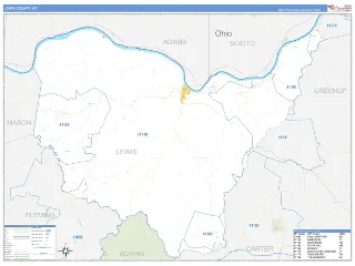 Lewis County, KY Business Reference style ZIP Code wall map