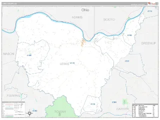 Lewis County, KY Classic style ZIP Code wall map