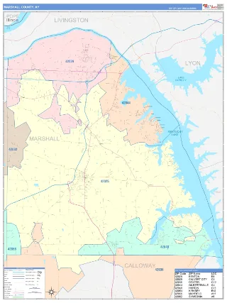 Marshall County, KY ColorCast style ZIP Code wall map