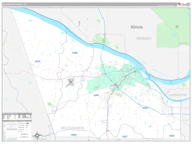 McCracken County, KY ZIP Code Wall Map, Classic style