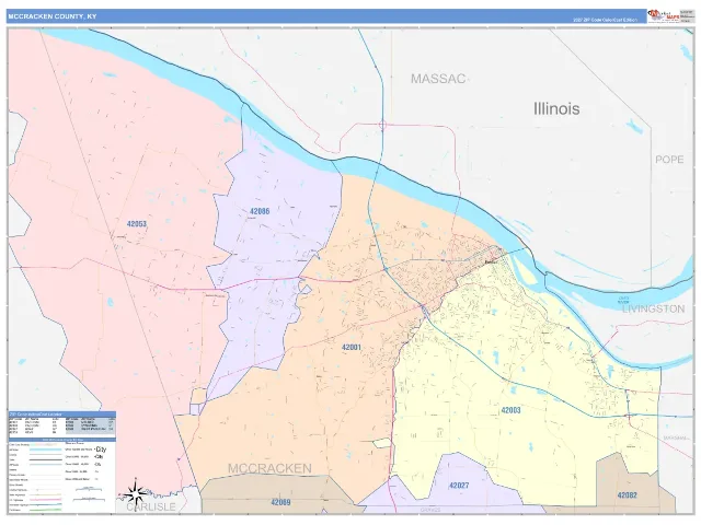 McCracken County, KY ZIP Code Wall Map, ColorCast style