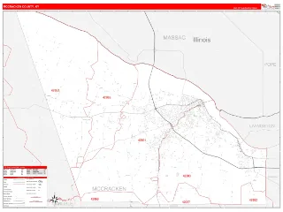 McCracken County, KY RedLine style ZIP Code wall map