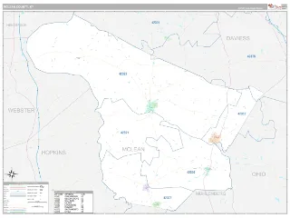 McLean County, KY Classic style ZIP Code wall map