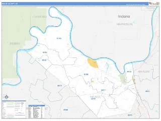 Meade County, KY Business Reference style ZIP Code wall map
