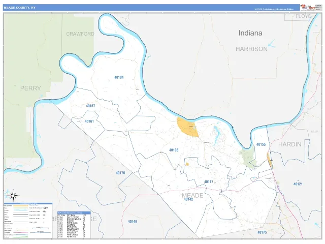 Meade County, KY ZIP Code Wall Map, Business Reference style