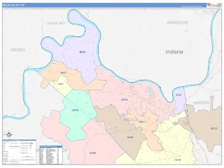 Meade County, KY ColorCast style ZIP Code wall map