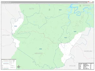 Menifee County, KY Classic style ZIP Code wall map