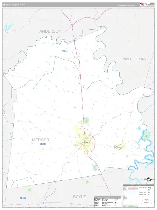 Mercer County, KY Classic style ZIP Code wall map