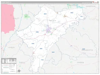 Nelson County, KY Classic style ZIP Code wall map