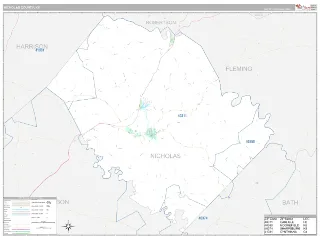 Nicholas County, KY Classic style ZIP Code wall map