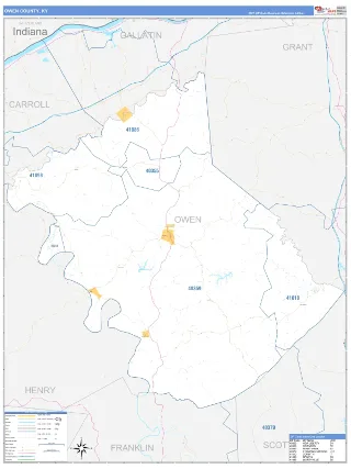 Owen County, KY Business Reference style ZIP Code wall map