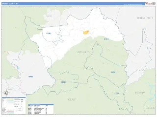 Owsley County, KY Business Reference style ZIP Code wall map