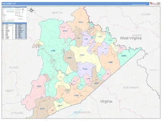 Pike County, KY ColorCast style ZIP Code wall map
