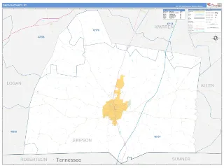 Simpson County, KY Business Reference style ZIP Code wall map