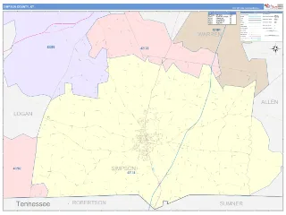 Simpson County, KY ColorCast style ZIP Code wall map