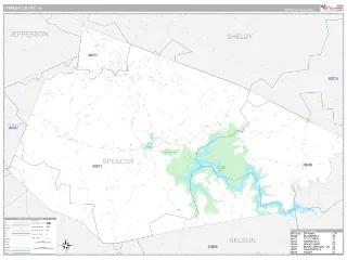 Spencer County, KY Classic style ZIP Code wall map