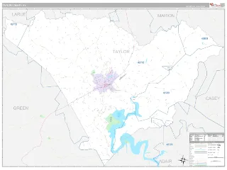 Taylor County, KY Classic style ZIP Code wall map