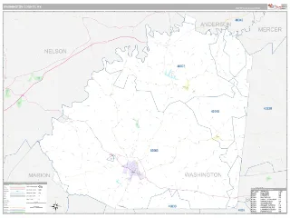 Washington County, KY Classic style ZIP Code wall map