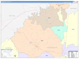 Washington County, KY ColorCast style ZIP Code wall map
