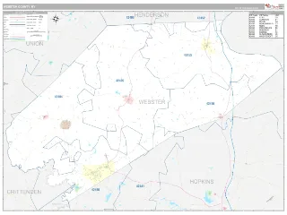 Webster County, KY Classic style ZIP Code wall map